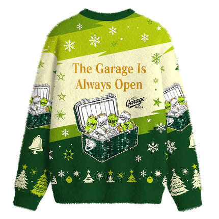 Uglysweatershops Vintage Cooler Box Fuzzy Christmas Ugly Sweatshirt