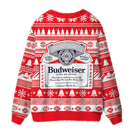 Uglysweatershops Retro Ornate Beer Fuzzy Ugly Cardigan Sweatshirt
