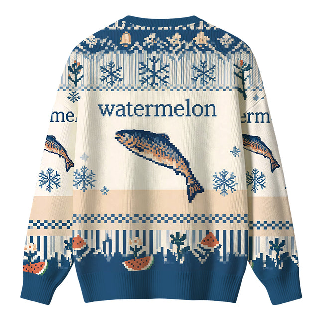 Uglysweatershops Watermelon Fish Christmas Ugly Sweater