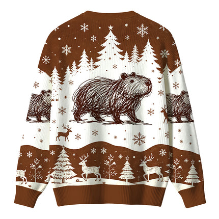 Uglysweatershops Minimalist Capybara Christmas Ugly Sweater