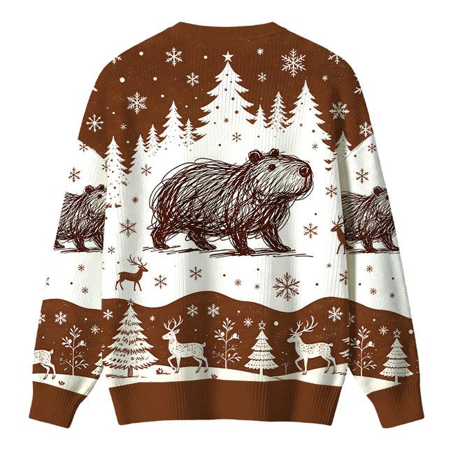 Uglysweatershops Minimalist Capybara Christmas Ugly Sweater