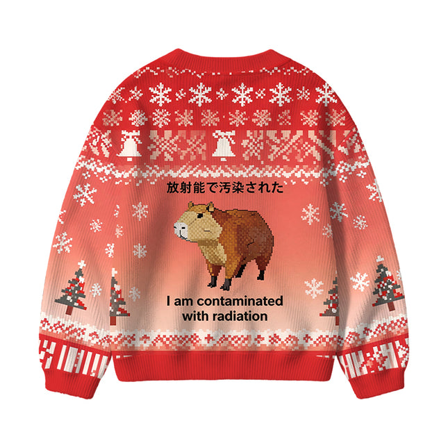 Uglysweatershops Capybara Contaminated By Radiation Kids Ugly Cardigan Sweater
