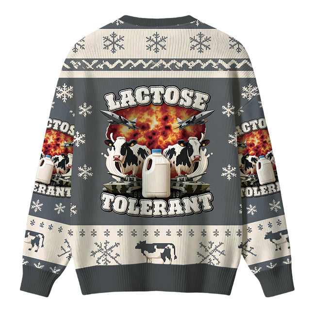 Uglysweatershops Lactose Tolerant Funny Meme Christmas Ugly Sweater