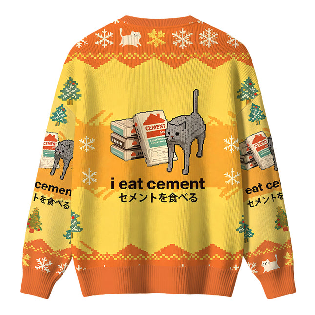 Uglysweatershops I Eat Cement Yellow Christmas Ugly Sweater