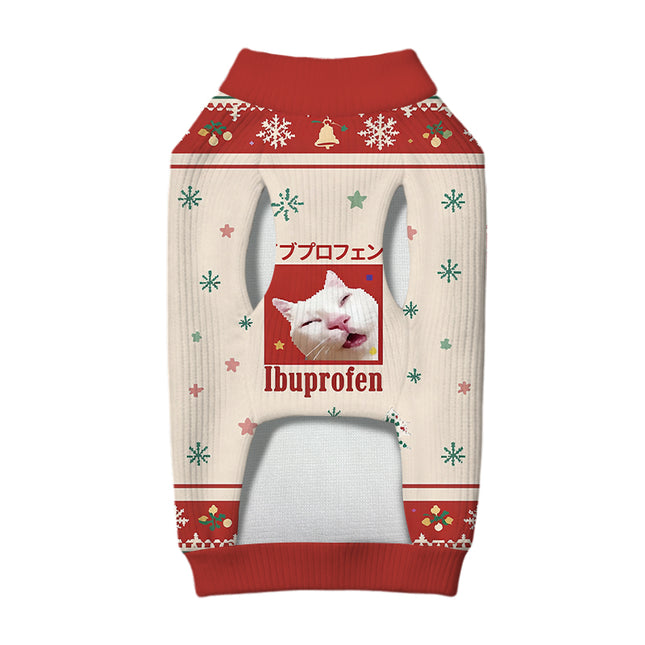 Uglysweatershops Red Ibuprofen Meme Cat Dog & Cat Pet Sweater