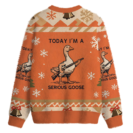 Uglysweatershops Serious Stupid Goose Fuzzy Christmas Ugly Sweatshirt
