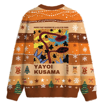 Uglysweatershops Dotted Art Flower Fuzzy Christmas Ugly Sweatshirt