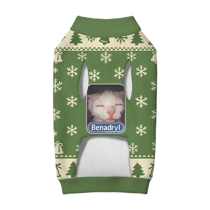 Uglysweatershops Green Psychedelic Cat Dog & Cat Pet Sweater