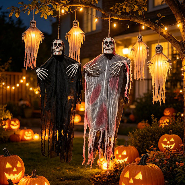 Uglysweatershops Halloween Skull Hanged Ghost Horror Gauze Decoration