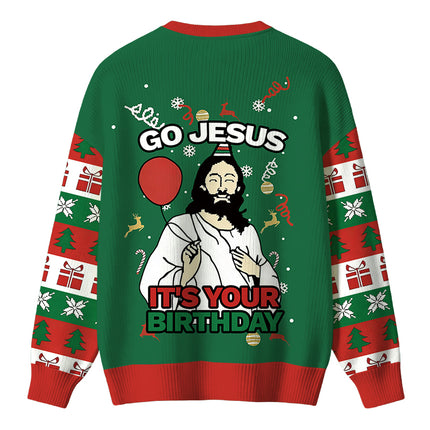 Uglysweatershops Go Jesus It's Your Birthday Funny Christmas Ugly Sweater