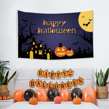 Uglysweatershops Halloween Ghostly Atmosphere Colorful Flag Background Cloth