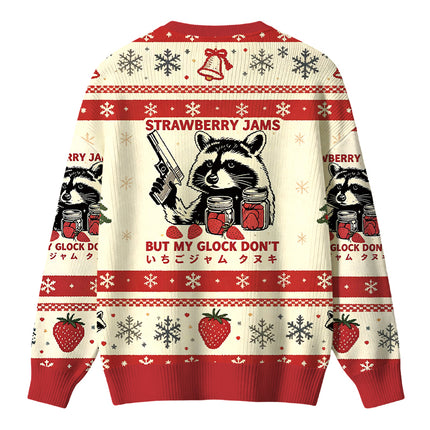 Uglysweatershops Strawberry Jams Raccoon Christmas Ugly Sweater