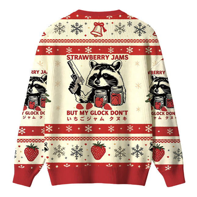 Uglysweatershops Strawberry Jams Raccoon Christmas Ugly Sweater