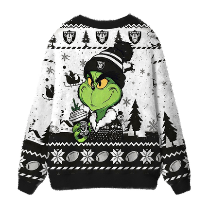 Uglysweatershops Holding Coffee Fuzzy Ugly Cardigan Sweatshirt