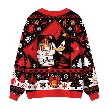 Uglysweatershops Shadow The Hedgehog Ugly Cardigan Sweater