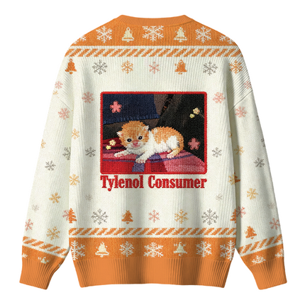 Uglysweatershops Tylenol Cat Christmas Ugly Sweater