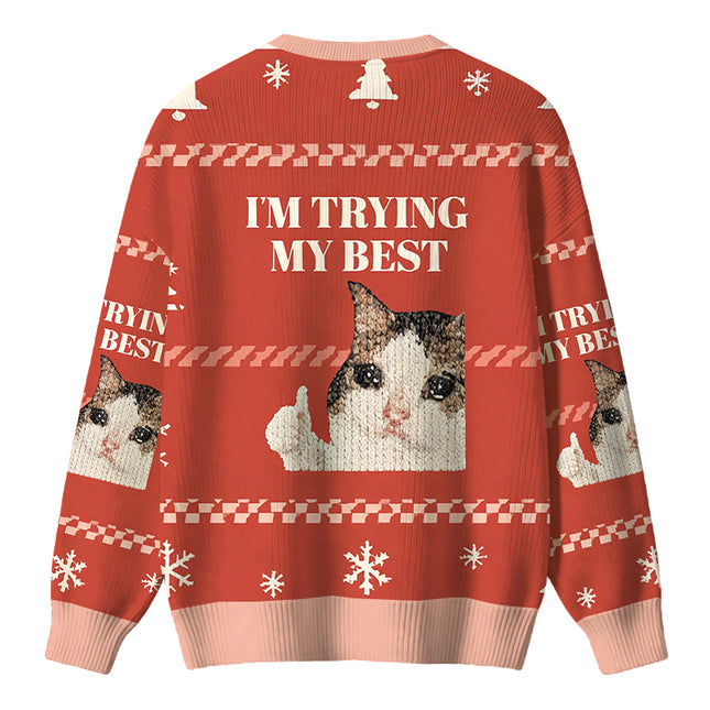 Uglysweatershops I'm Trying My Best Christmas Ugly Sweater
