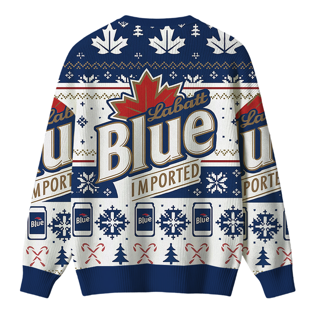 Uglysweatershops Blue Vintage Christmas Ugly Sweater