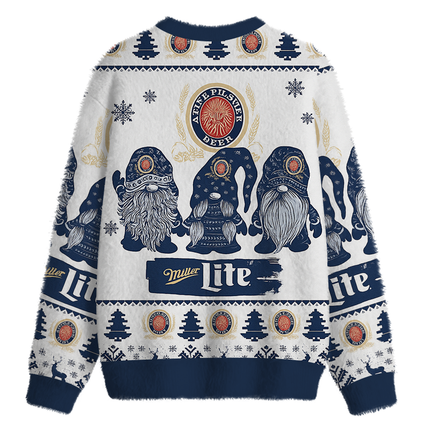 Uglysweatershops Blue Beer Fuzzy Christmas Ugly Sweatshirt