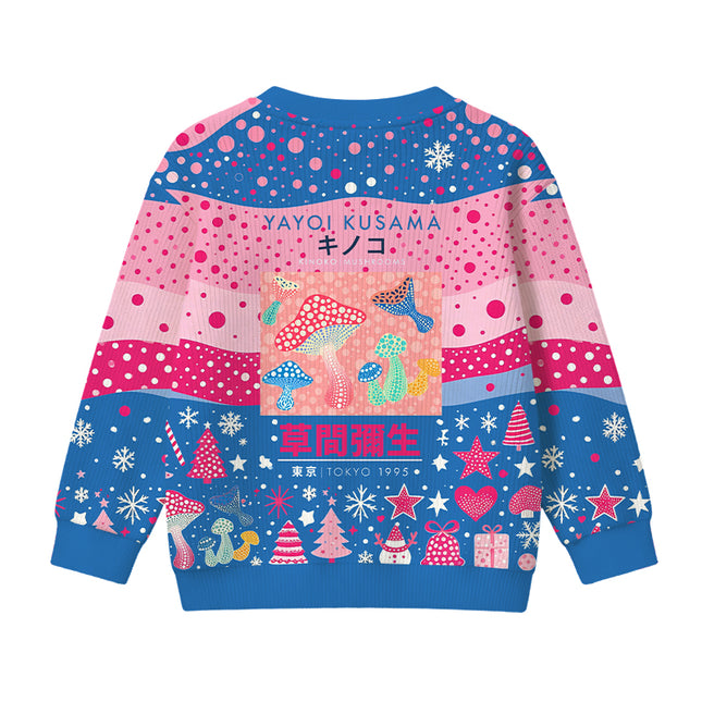 Uglysweatershops Art Pink Mushroom Vintage Kids Ugly Sweater