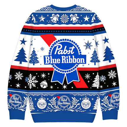 Uglysweatershops Retro Blue Ribbon Christmas Ugly Sweatshirt