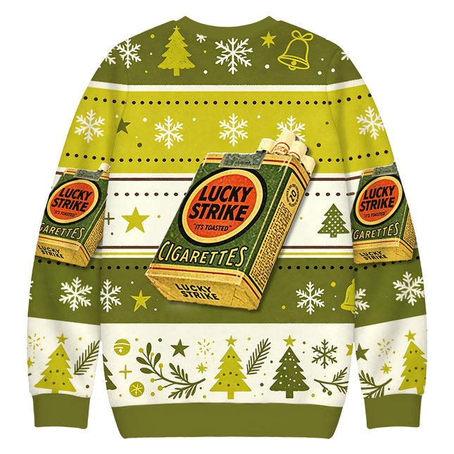 Uglysweatershops Vintage Green Cigarettes Christmas Ugly Sweatshirt