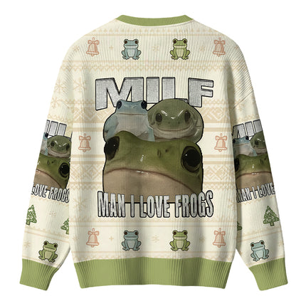 Uglysweatershops Man I Love Frogs Christmas Ugly Sweater