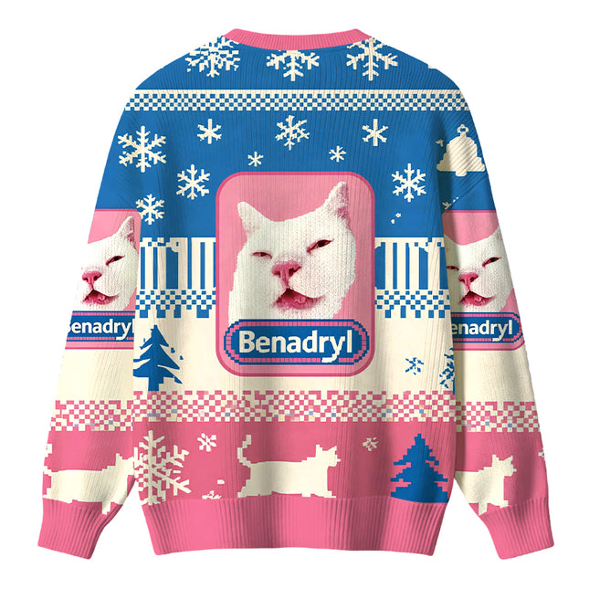 Uglysweatershops Drowsy Meme Cat Christmas Ugly Sweater