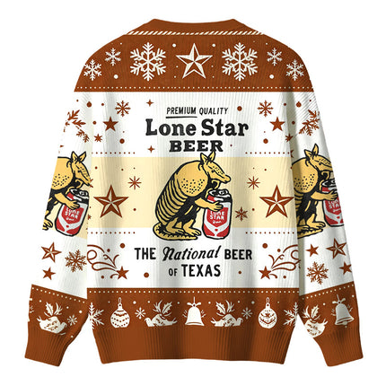 Uglysweatershops Texas Brew Armadillo Christmas Ugly Sweater