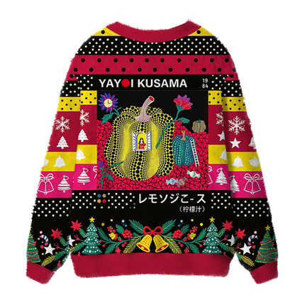 Uglysweatershops Surreal Fantasy Pumpkin Vintage Fuzzy Ugly Cardigan Sweatshirt