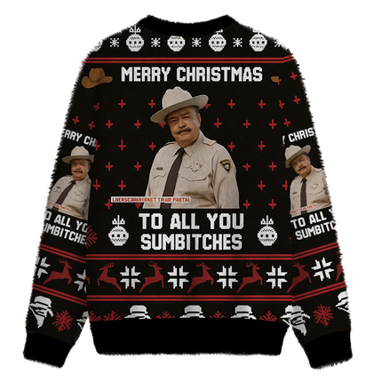 Uglysweatershops Happy To All You Fuzzy Christmas Ugly Sweatshirt