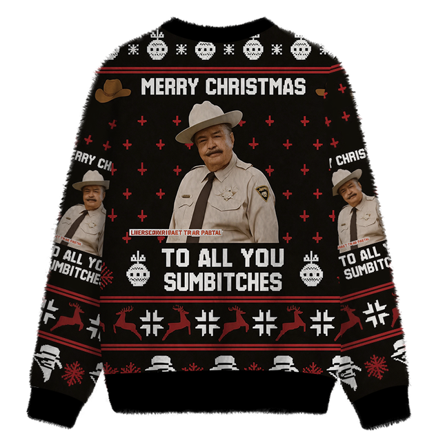 Uglysweatershops Happy To All You Fuzzy Christmas Ugly Sweatshirt