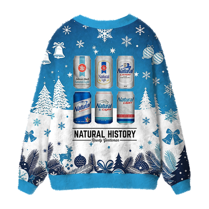 Uglysweatershops Vintage Retro Beer Can Collection Fuzzy Ugly Cardigan Sweatshirt