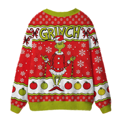 Uglysweatershops Dr Seuss Fuzzy Ugly Cardigan Sweatshirt