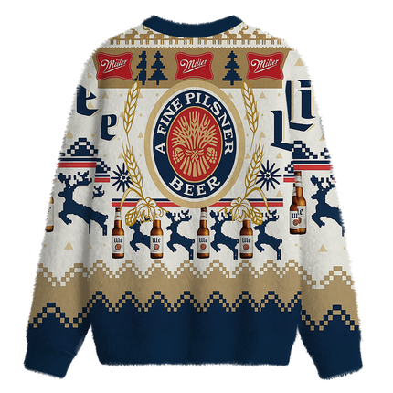 Uglysweatershops Fine Beer Fuzzy Christmas Ugly Sweatshirt