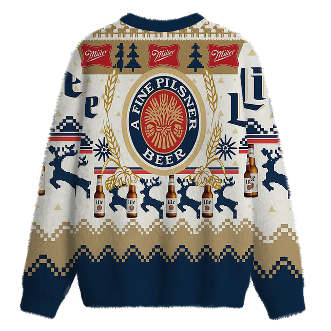 Uglysweatershops Fine Beer Fuzzy Christmas Ugly Sweatshirt