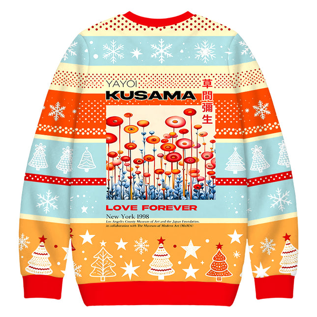 Uglysweatershops Surreal Polka?Dot Flower Field Christmas Ugly Sweatshirt