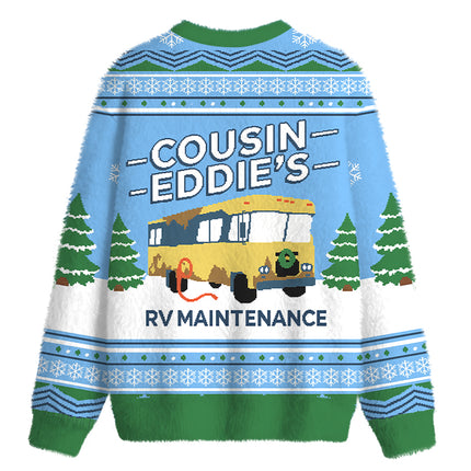 Uglysweatershops Retro Camper Fuzzy Christmas Ugly Sweatshirt
