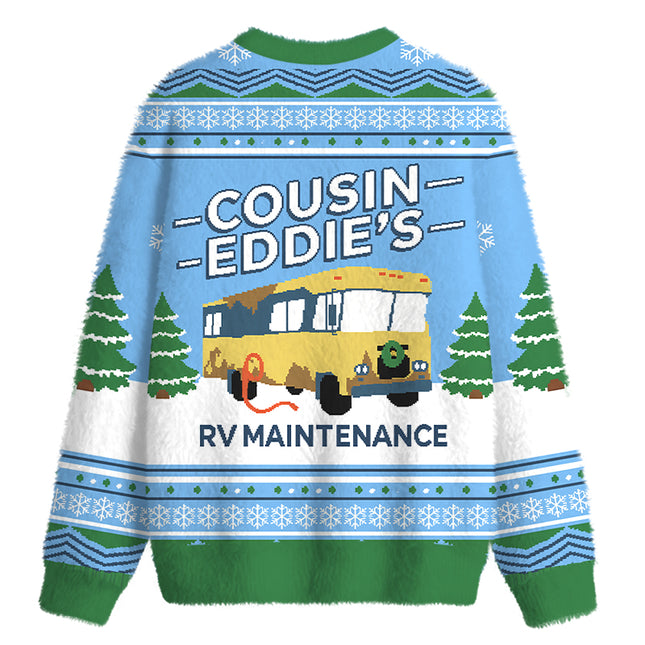 Uglysweatershops Retro Camper Fuzzy Christmas Ugly Sweatshirt