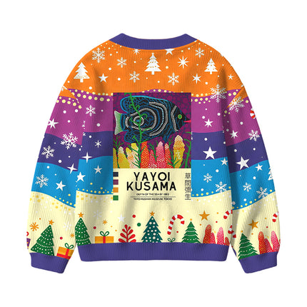 Uglysweatershops Tropical Fish Kids Ugly Cardigan Sweater