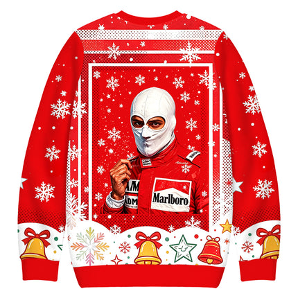 Uglysweatershops Retro Formula Racing Driver Christmas Ugly Sweatshirt