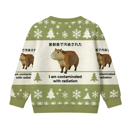 Uglysweatershops Green Capybara Contaminated By Radiation Kids Ugly Sweater