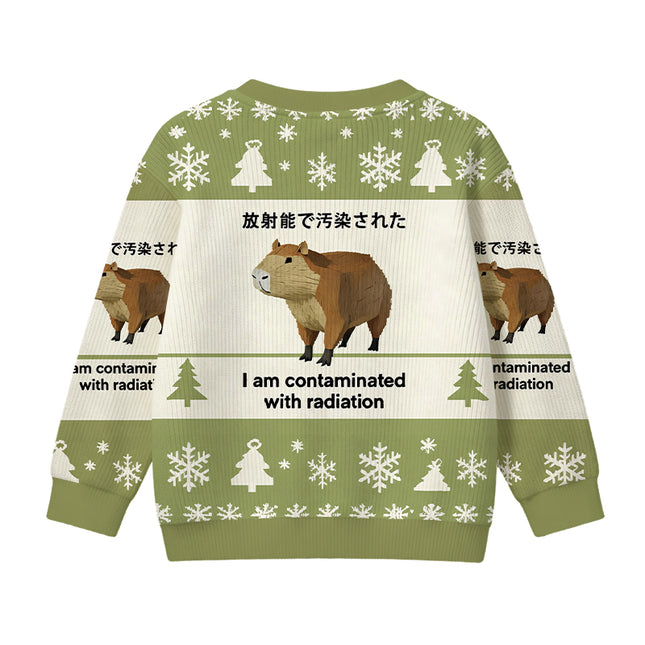 Uglysweatershops Green Capybara Contaminated By Radiation Kids Ugly Sweater