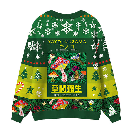 Uglysweatershops Art Spotted Mushroom Vintage Ugly Cardigan Sweater