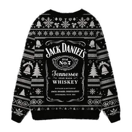 Uglysweatershops Vintage Distillery Label Aesthetic Fuzzy Ugly Cardigan Sweatshirt