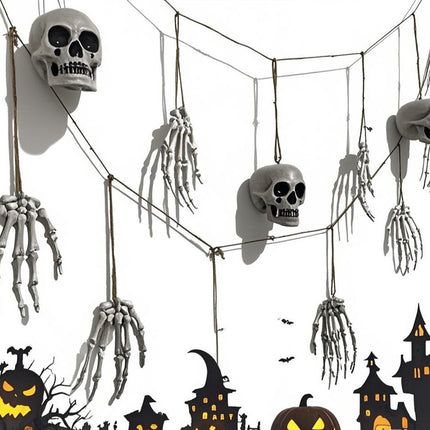 Uglysweatershops Halloween 2-Pack Skull Hand Bone Wall Hanging Decorations
