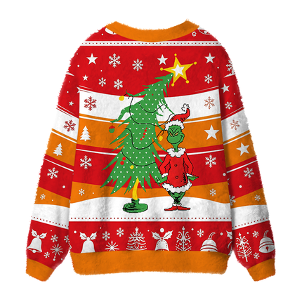 Uglysweatershops As Santa Fuzzy Ugly Cardigan Sweatshirt