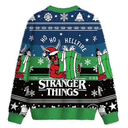 Uglysweatershops Dark Christmas Demon Fuzzy Christmas Ugly Sweatshirt