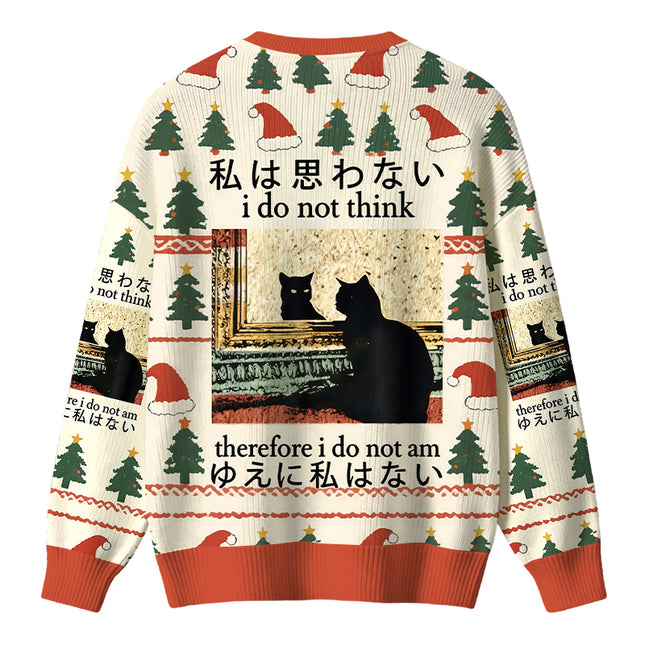 Uglysweatershops I Do Not Think Therefore I Do Not Am Christmas Ugly Sweater