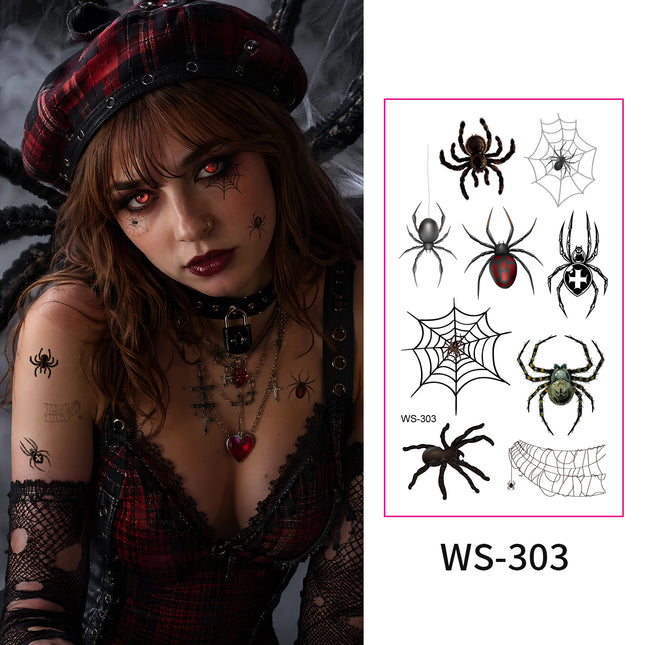 Uglysweatershops Halloween Spider & Web Temporary Tattoos